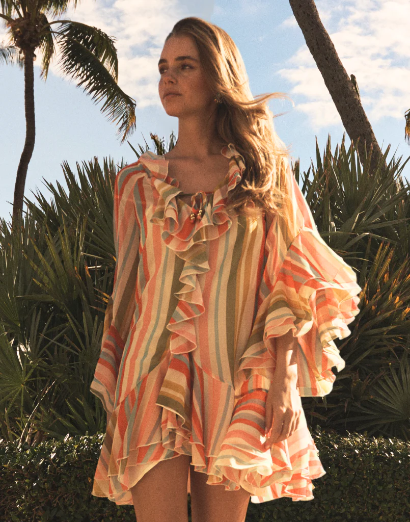 Bimini Ruffle Caftan Mini Dress