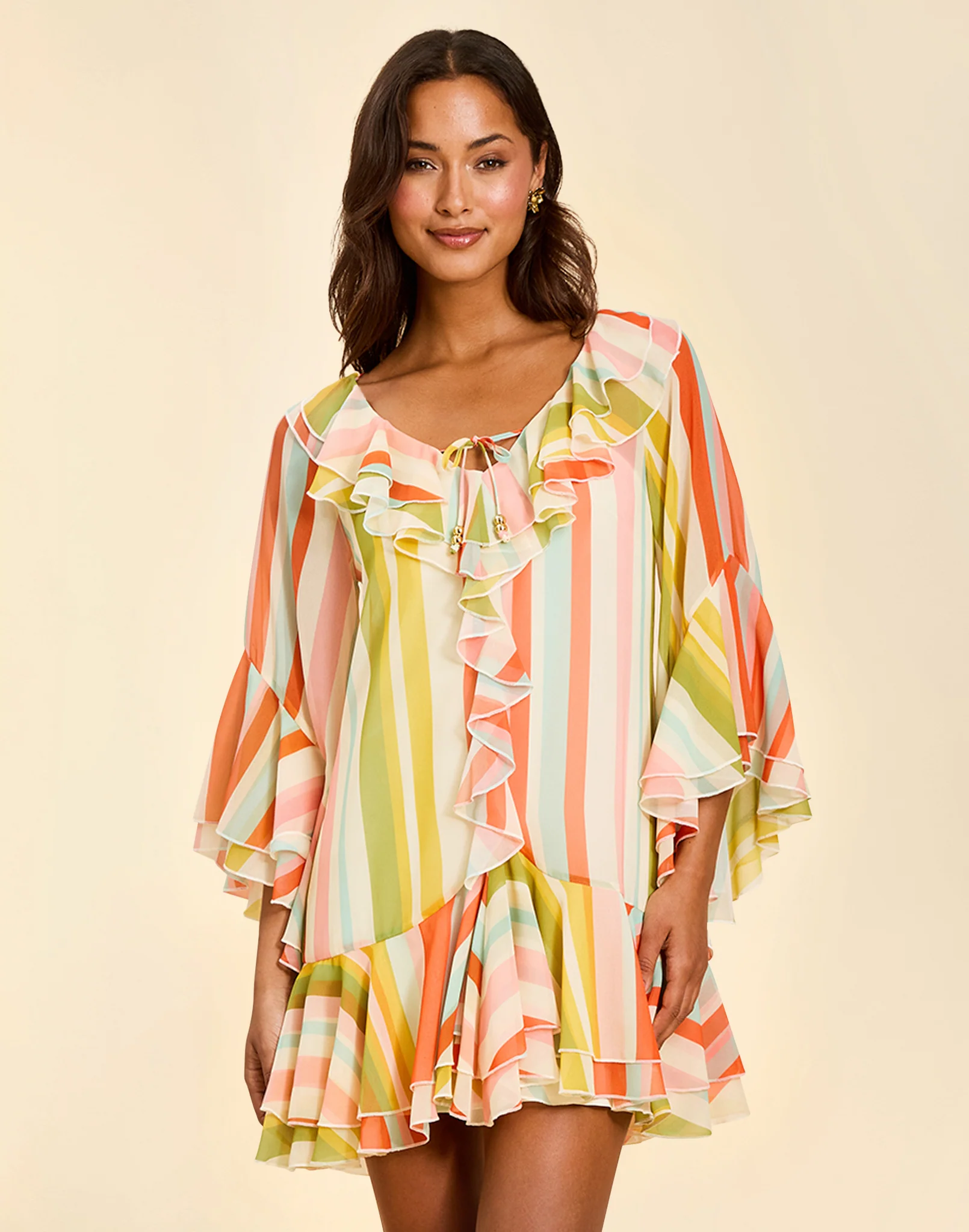 Bimini Ruffle Caftan Mini Dress - Image 3