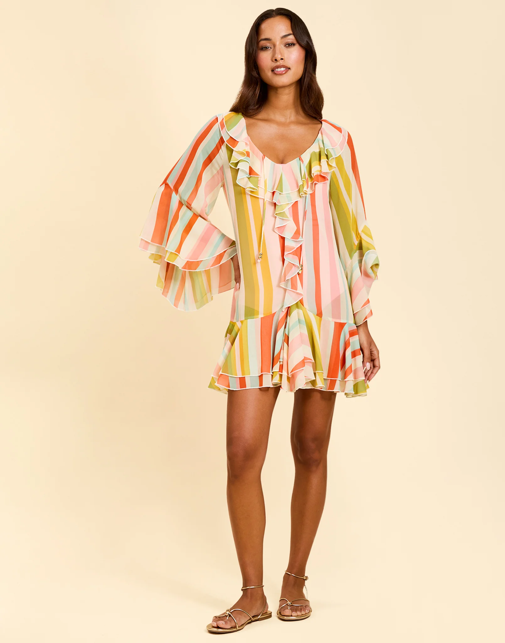 Bimini Ruffle Caftan Mini Dress - Image 6