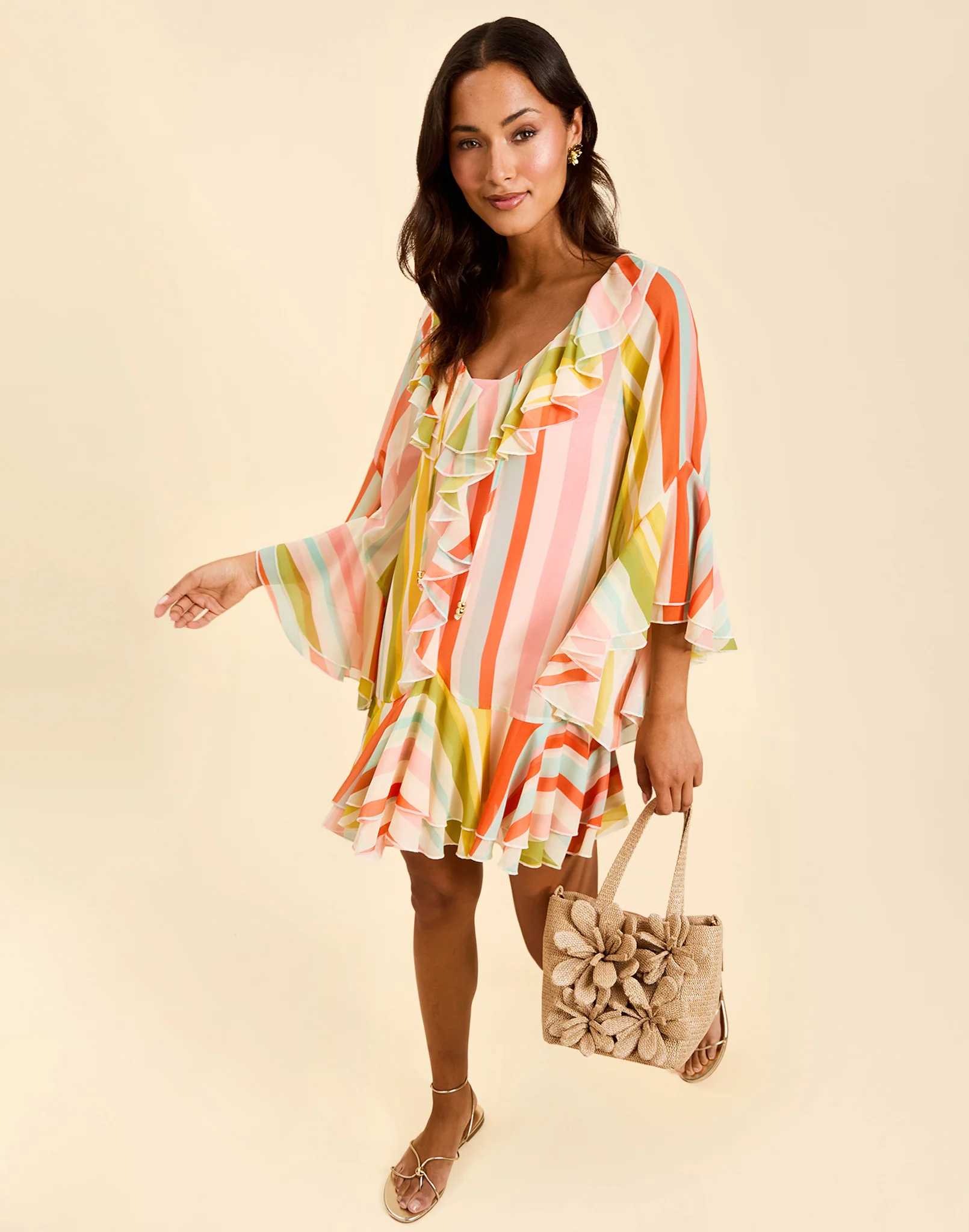 Bimini Ruffle Caftan Mini Dress - Image 7
