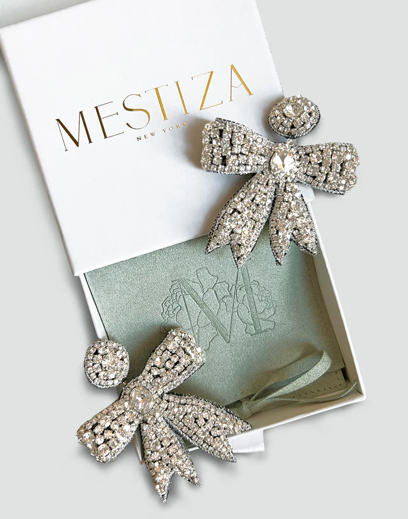 Glitzy Bow Earrings - Image 3